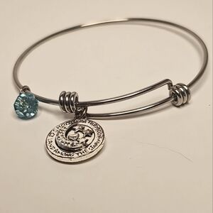 "Love You To The Moon & Back" Double Hook Wire Bangle Bracelet